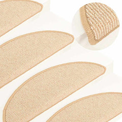 Stair Mats 15 pcs 56x17x3 cm Half Round Cream