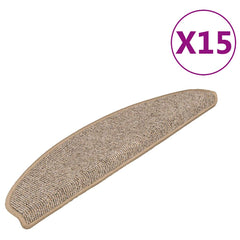 vidaXL Stair Mats 15 pcs 65x21x4 cm Brown Half Round Large 2