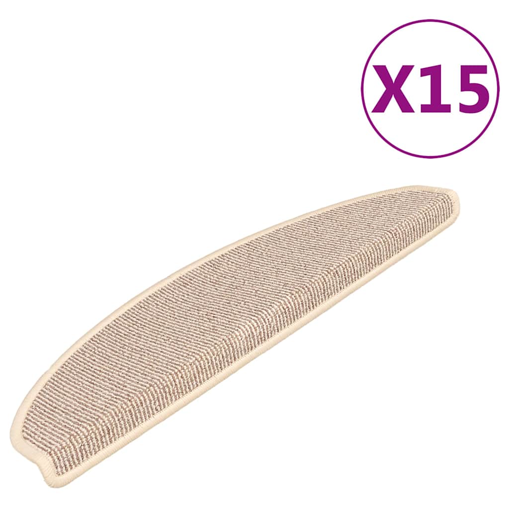 vidaXL Stair Mats 15 pcs 65x21x4 cm White and Brown Half Round Large 2