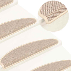 vidaXL Stair Mats 15 pcs 65x21x4 cm White and Brown Half Round Large 1