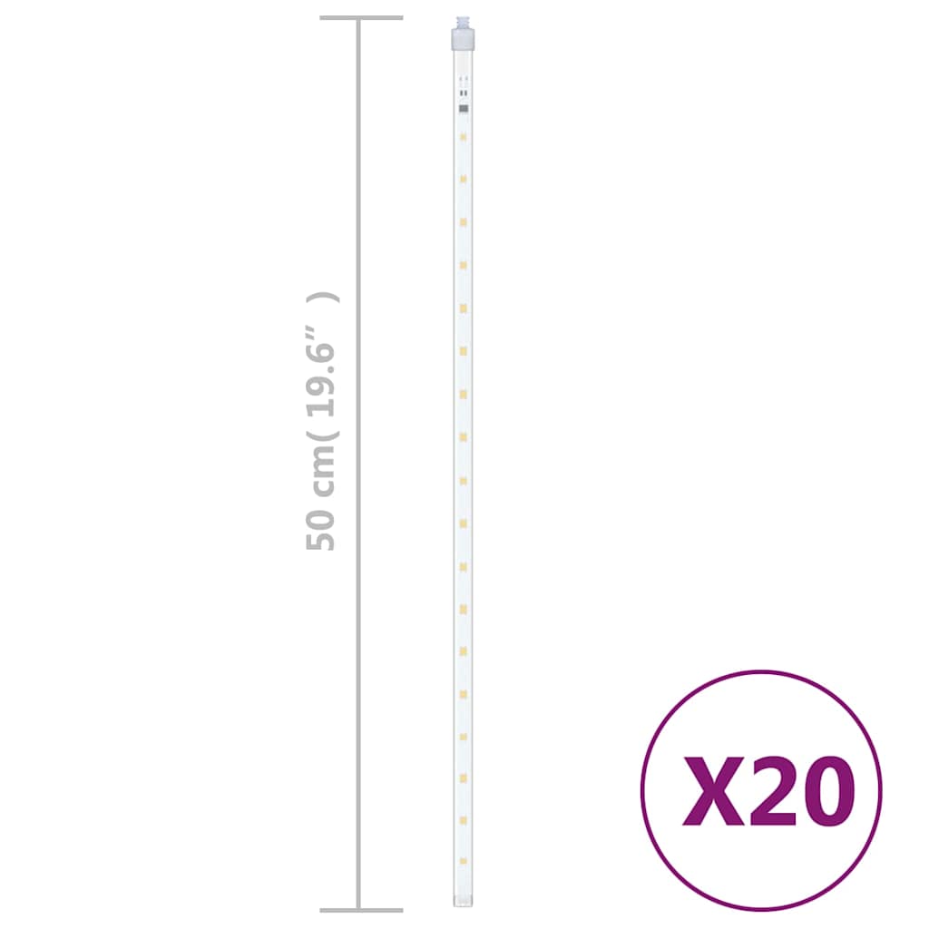 vidaXL Meteor Light | Set of 20 | Warm White | Plastic | 50 cm tubes 5