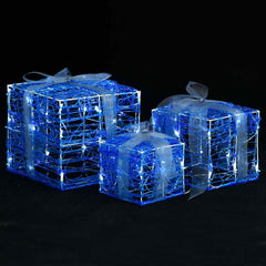 Decorative Acrylic Christmas Gift Boxes 3 pcs Blue