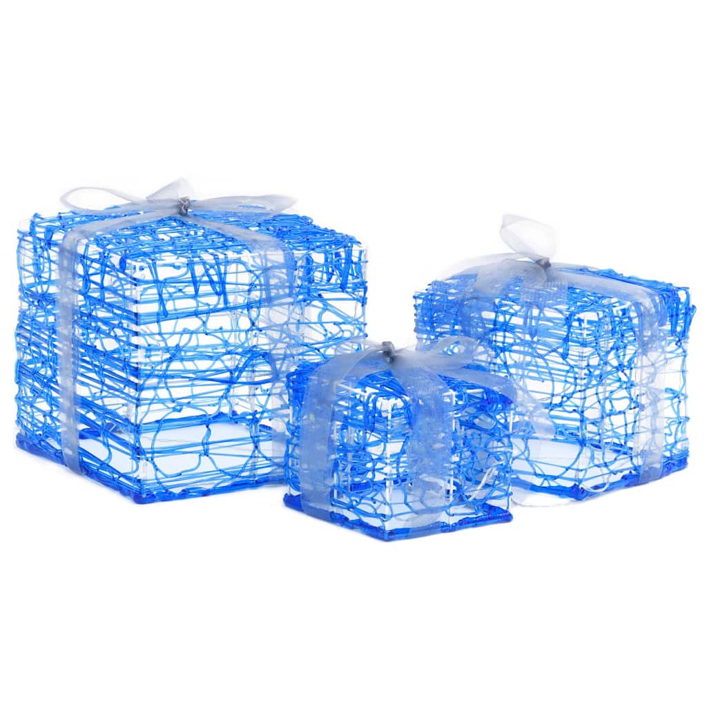 Decorative Acrylic Christmas Gift Boxes 3 pcs Blue