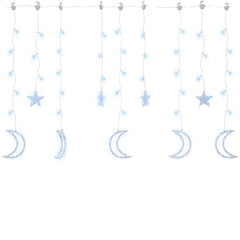 Close up of the star and moon fairy lights with cold white LEDs