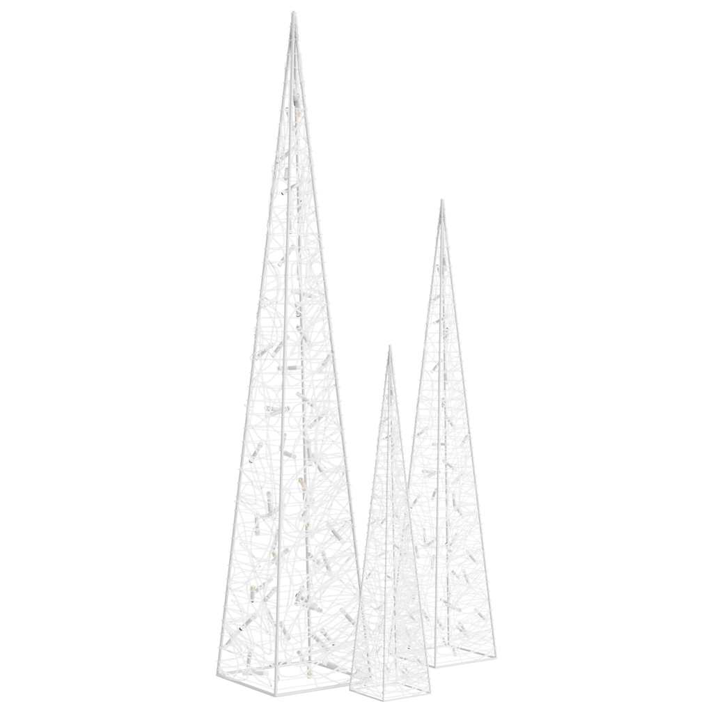 328973 vidaXL Acrylic Decorative LED Light Cone Set Blue 60/90/120cm 3