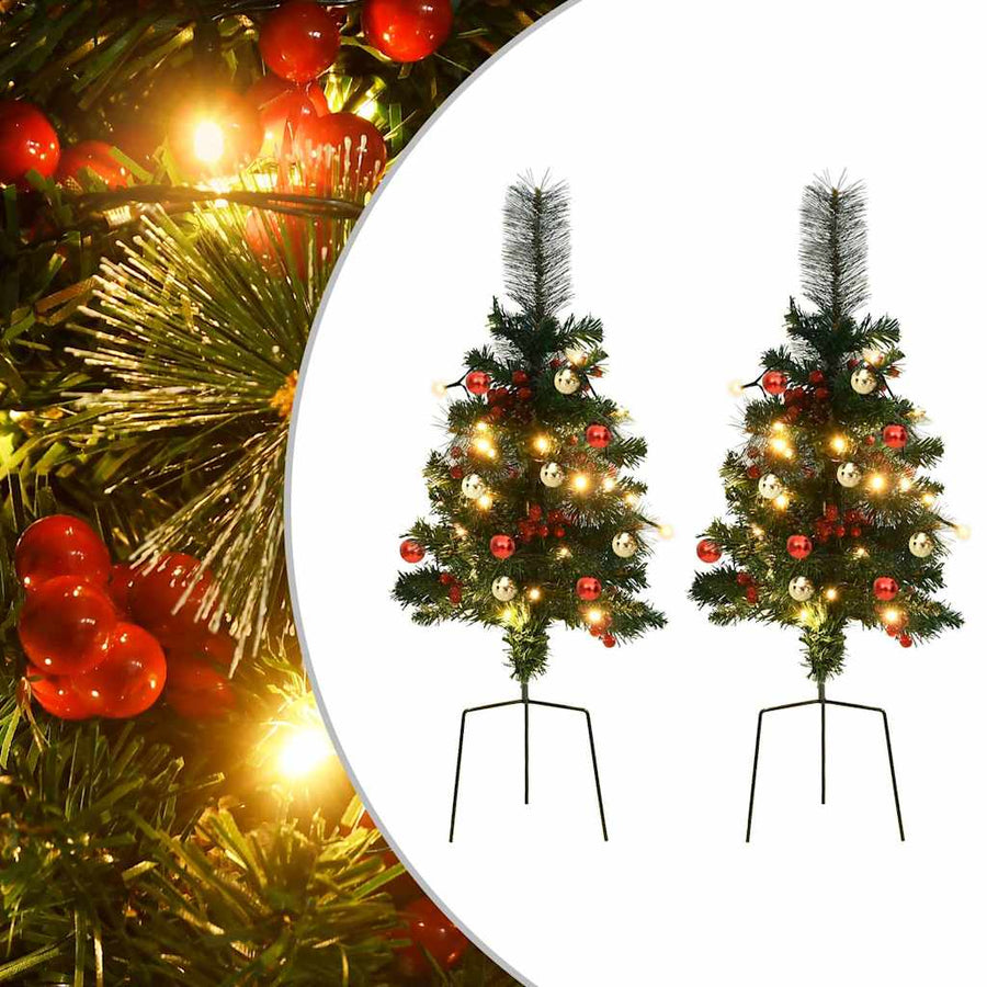 vidaXL Artificial Pathway Pre-lit Christmas Tree 2 pcs 76 cm PVC 1