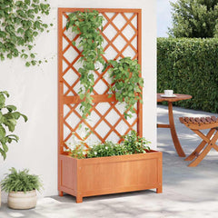 vidaXL Planter with Trellis Brown 70x30x135 cm Solid Wood Fir 1