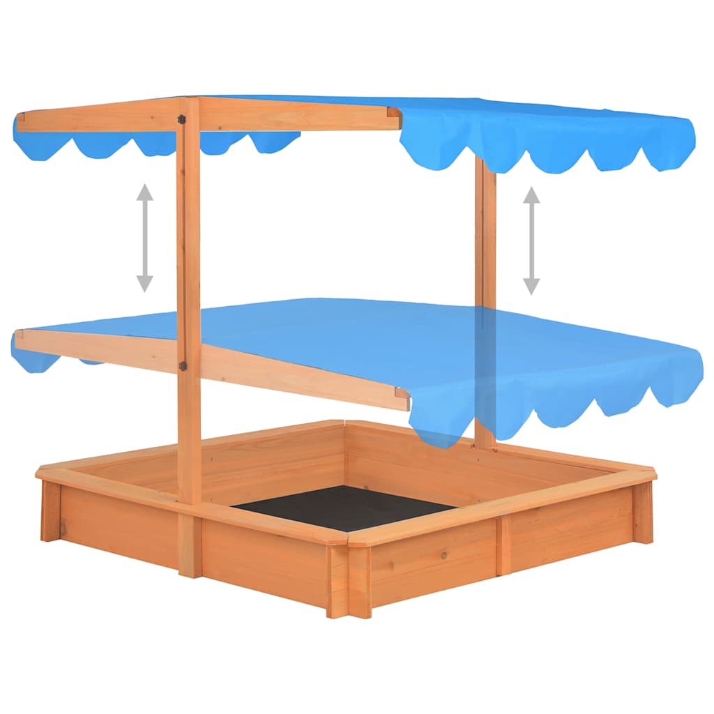 vidaXL Sandbox | Brown | Firwood | Medium | Height-Adjustable | Sandbox | Square 6