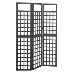 vidaXL 3-Panel Room Divider/Trellis Solid Fir Wood Black 121x180 cm 1