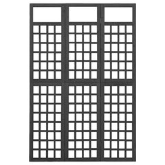 vidaXL 3-Panel Room Divider/Trellis Solid Fir Wood Black 121x180 cm 3