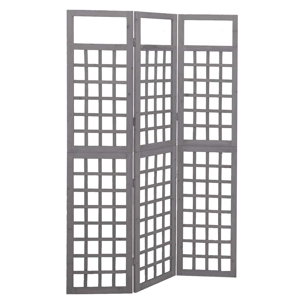 vidaXL 3-Panel Room Divider/Trellis Solid Fir Wood Grey 121x180 cm 1