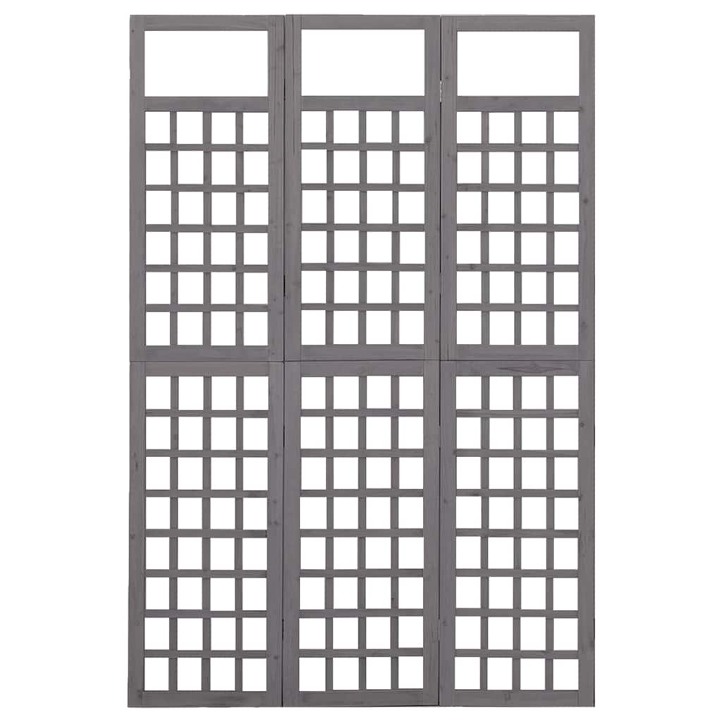 vidaXL 3-Panel Room Divider/Trellis Solid Fir Wood Grey 121x180 cm 2