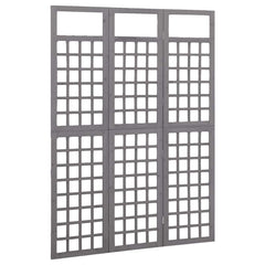 vidaXL 3-Panel Room Divider/Trellis Solid Fir Wood Grey 121x180 cm 3