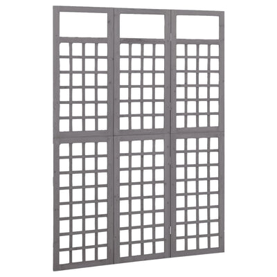 3-Panel Room Divider/Trellis Solid Fir Wood Grey 121x180 cm