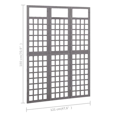 3-Panel Room Divider/Trellis Solid Fir Wood Grey 121x180 cm