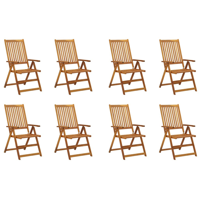 Folding Garden Chairs 8 pcs Solid Acacia Wood