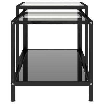 Tea Tables 2 pcs Tempered Glass Black