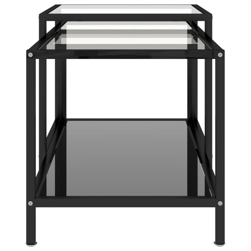 Tea Tables 2 pcs Tempered Glass Black