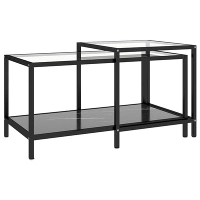 Tea Tables 2 pcs Tempered Glass Black