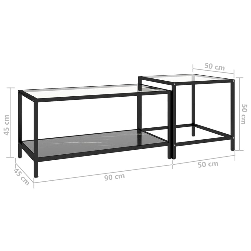 Tea Tables 2 pcs Tempered Glass Black