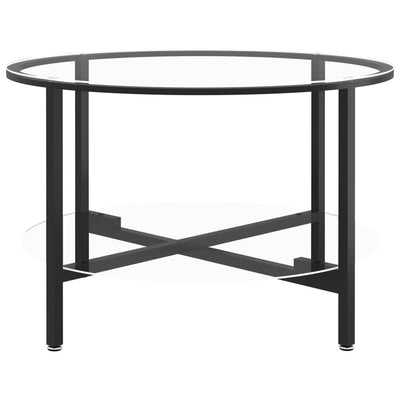 Tea Table Black and Transparent 70 cm Tempered Glass