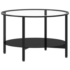 Tea Table 70 cm Tempered Glass Black and transparent