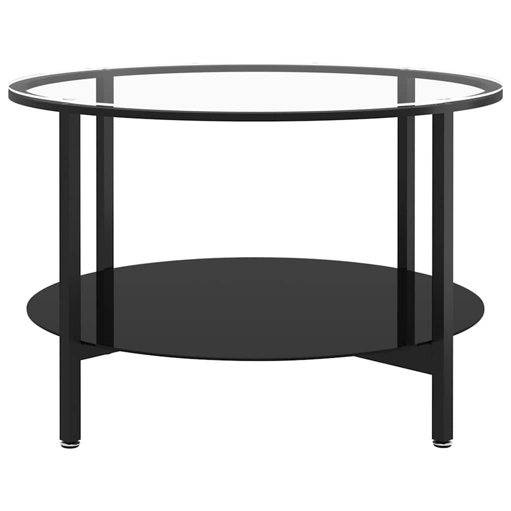 Tea Table 70 cm Tempered Glass Black and transparent