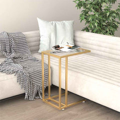 vidaXL Computer Side Table Transparent 50x35x65 cm Tempered Glass 1