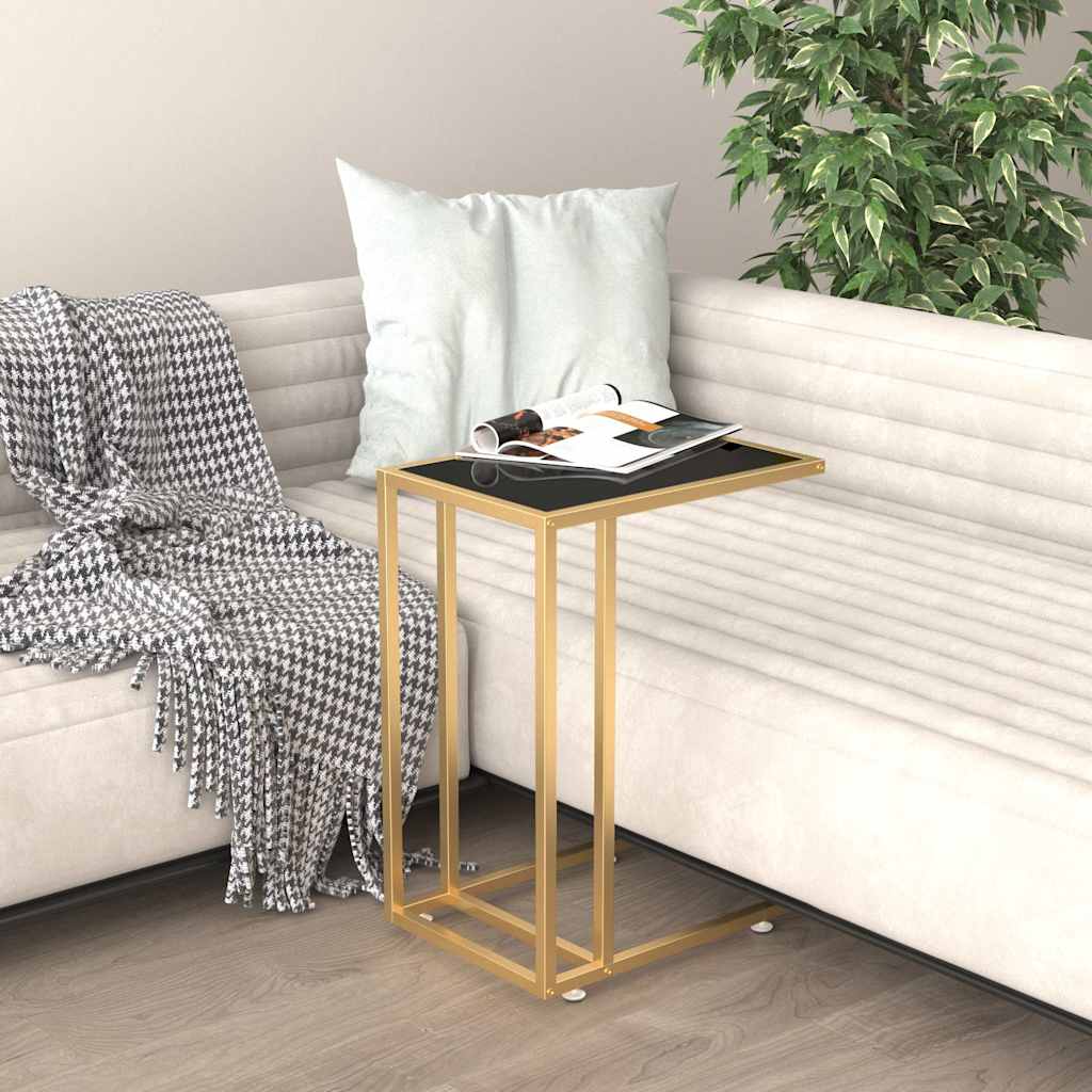 vidaXL Computer Side Table Black 50x35x65 cm Tempered Glass 1