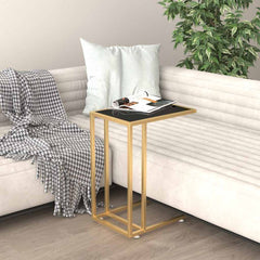 vidaXL Computer Side Table Black 50x35x65 cm Tempered Glass 1