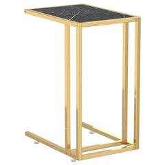 vidaXL Computer Side Table Black Marble 50x35x65 cm Tempered Glass 2