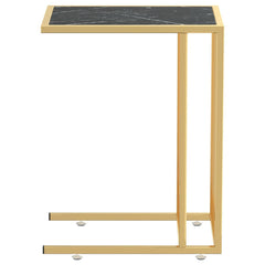 vidaXL Computer Side Table Black Marble 50x35x65 cm Tempered Glass 4