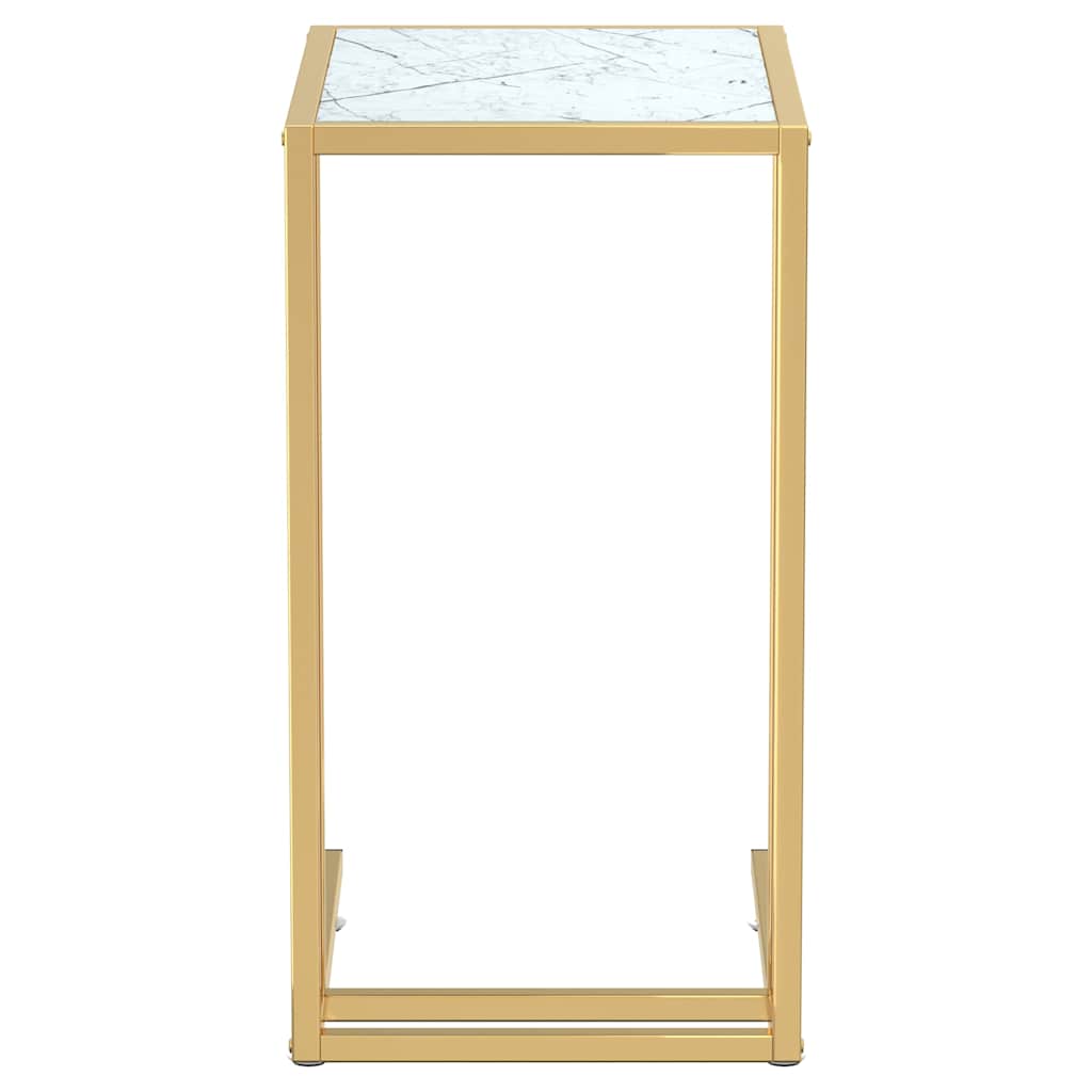 vidaXL Computer Side Table White Marble 50x35x65 cm Tempered Glass 3