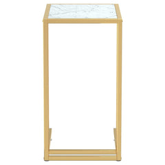 vidaXL Computer Side Table White Marble 50x35x65 cm Tempered Glass 3