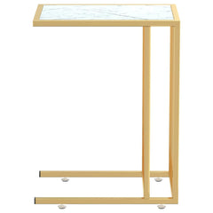 vidaXL Computer Side Table White Marble 50x35x65 cm Tempered Glass 4