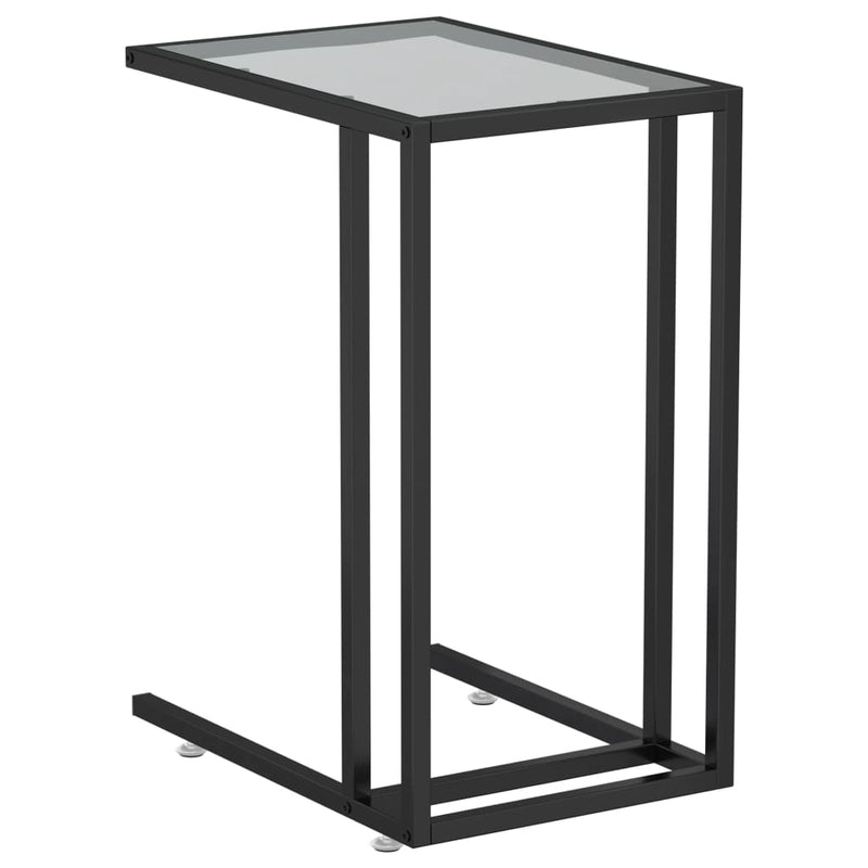 Computer Side Table Black 50x35x65 cm Tempered Glass