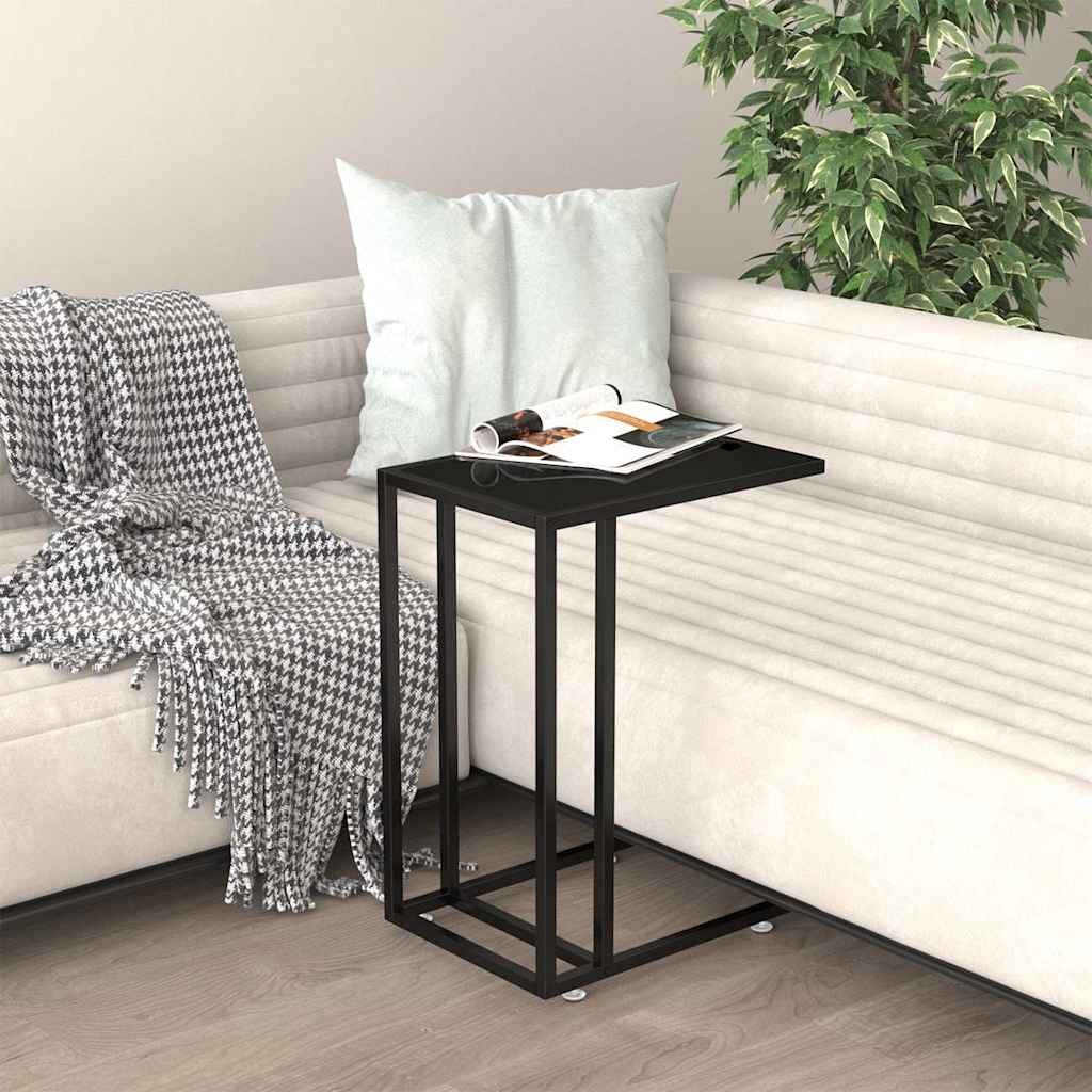 vidaXL Computer Side Table Black 50x35x65 cm Tempered Glass 1