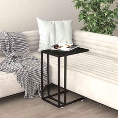 vidaXL Computer Side Table Black 50x35x65 cm Tempered Glass 1