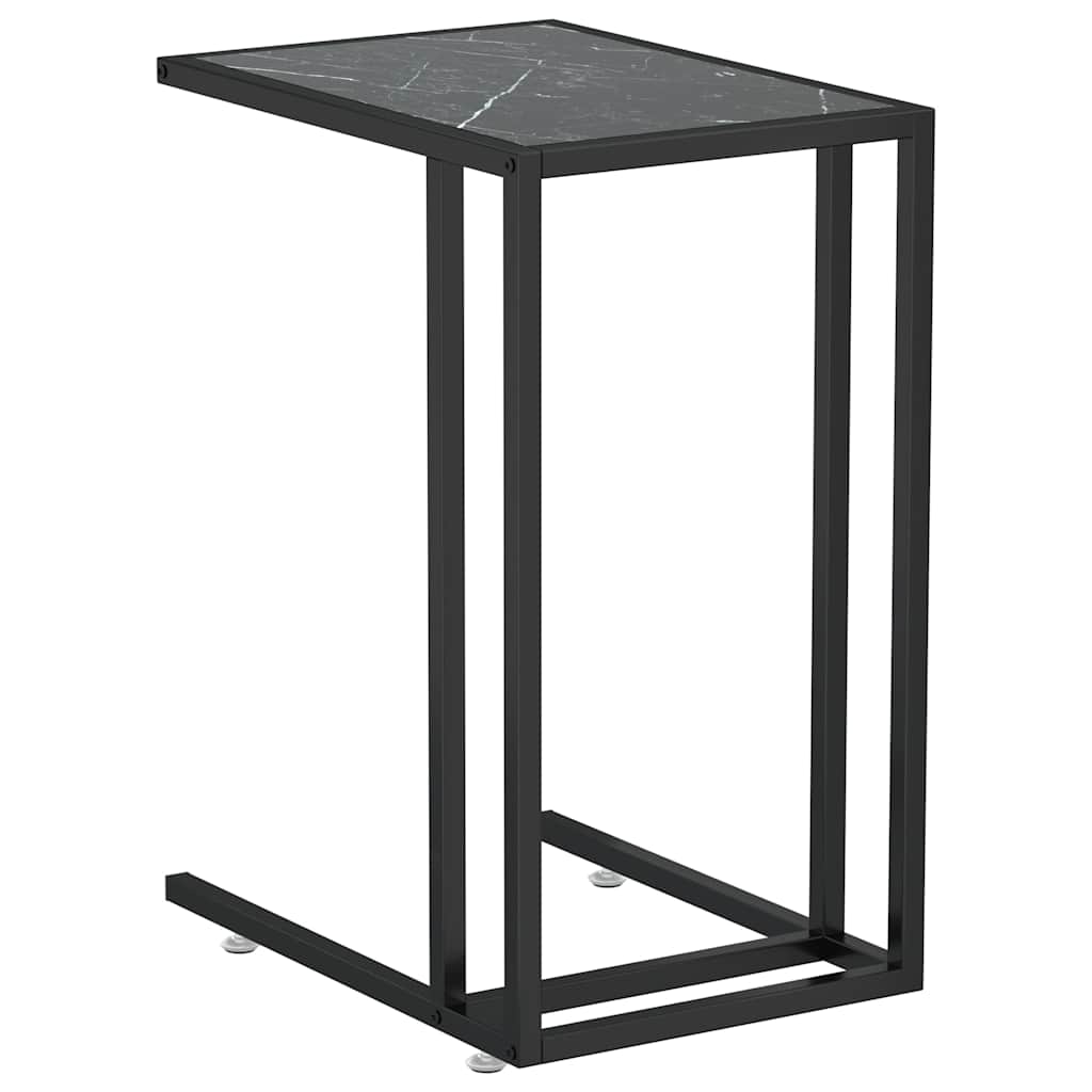 vidaXL Computer Side Table Black Marble 50x35x65 cm Tempered Glass 2
