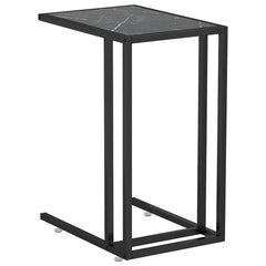 vidaXL Computer Side Table Black Marble 50x35x65 cm Tempered Glass 2