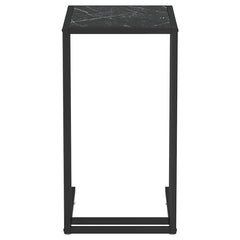 vidaXL Computer Side Table Black Marble 50x35x65 cm Tempered Glass 3