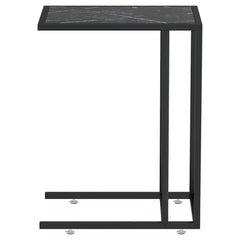 vidaXL Computer Side Table Black Marble 50x35x65 cm Tempered Glass 4