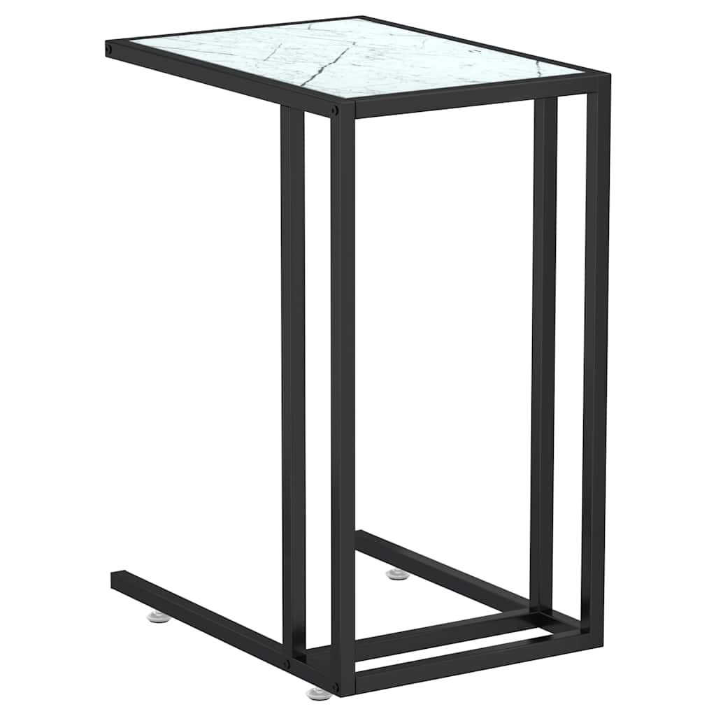 vidaXL Computer Side Table White Marble 50x35x65 cm Tempered Glass 2