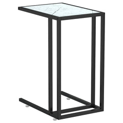 vidaXL Computer Side Table White Marble 50x35x65 cm Tempered Glass 2