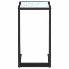 vidaXL Computer Side Table White Marble 50x35x65 cm Tempered Glass 3