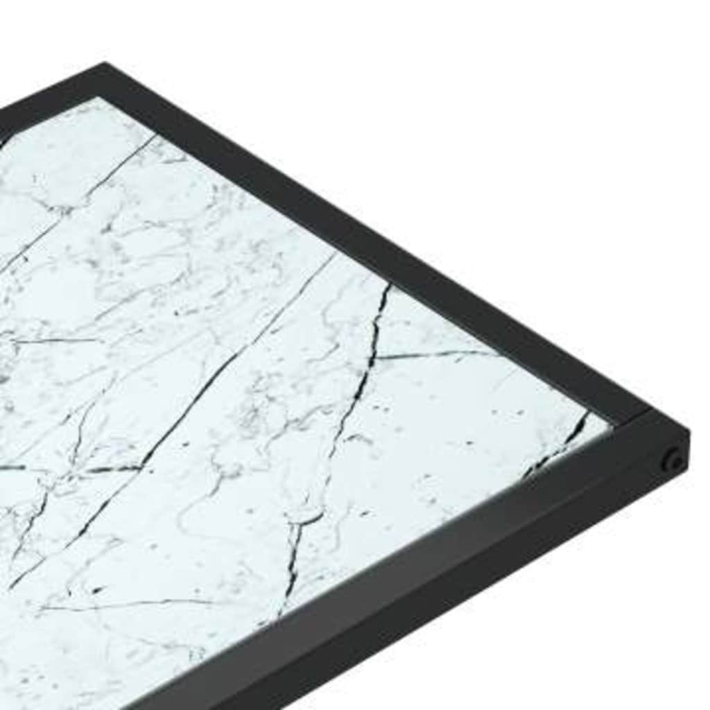 vidaXL Computer Side Table White Marble 50x35x65 cm Tempered Glass 5
