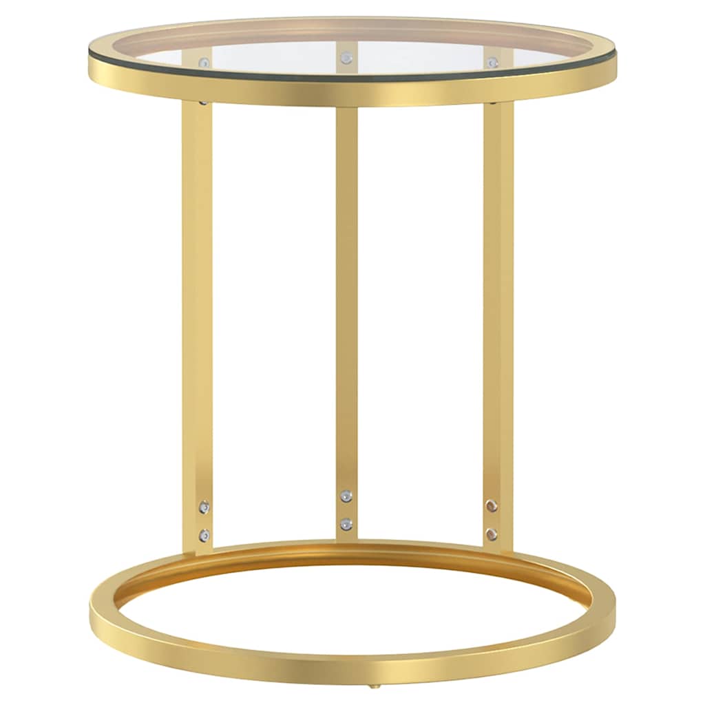 vidaXL Side Table | Gold and Transparent | Tempered glass, powder-coated iron 2