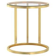 vidaXL Side Table | Gold and Transparent | Tempered glass, powder-coated iron 2