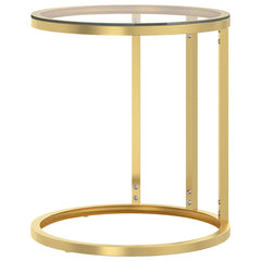 vidaXL Side Table | Gold and Transparent | Tempered glass, powder-coated iron 3