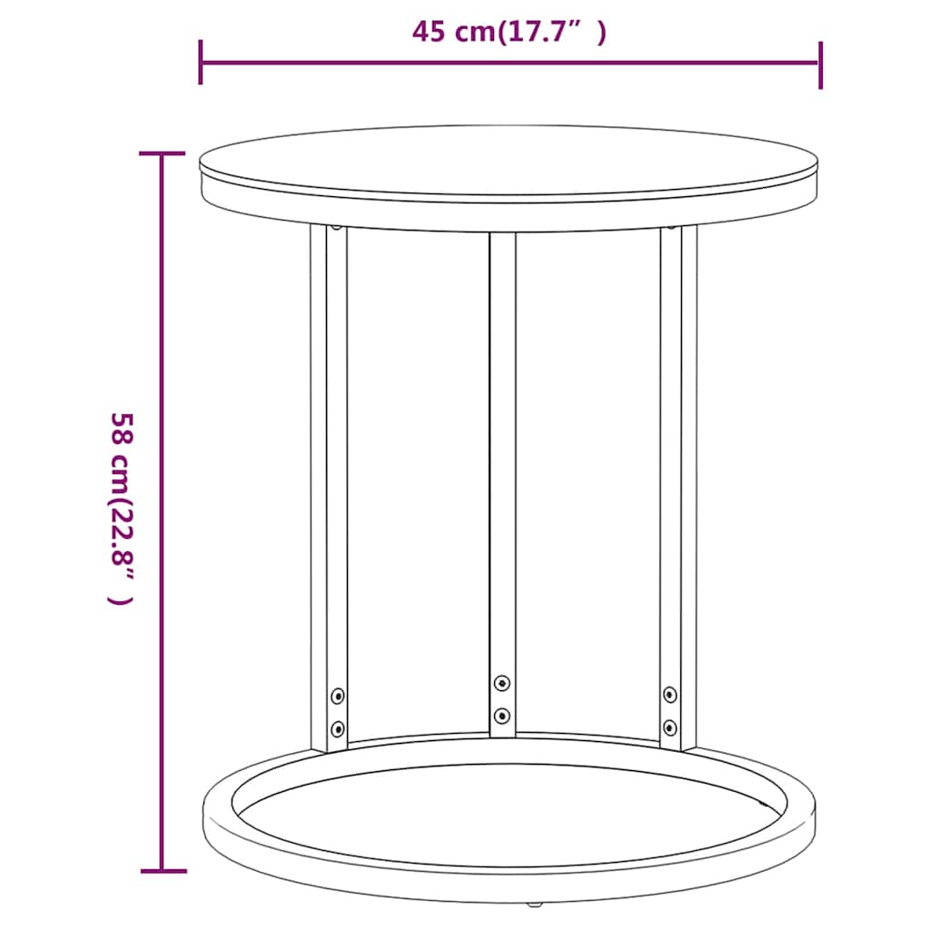 vidaXL Side Table | Gold and Transparent | Tempered glass, powder-coated iron 6